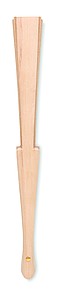 Wood hand fan with cork fabric