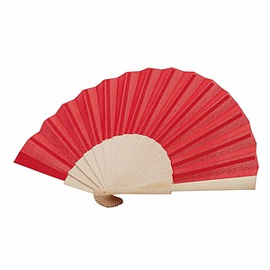 Wooden hand fan with RPET"ECO COOL"red