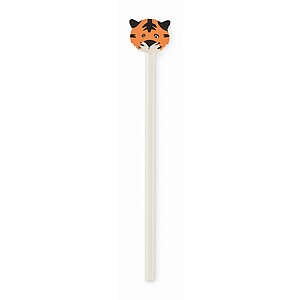 Wooden pencil in animal shape, white