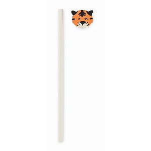 Wooden pencil in animal shape, white