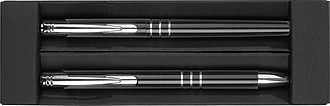 Writing set with ball pen and rollerball pen