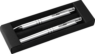 Writing set with ball pen and rollerball pen