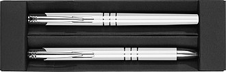 Writing set with ball pen and rollerball pen