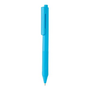 X9 solid pen with silicone grip, blue