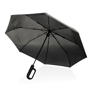 Yara 21" AWARE™ RPET solid colour umbrella with carabiner, black