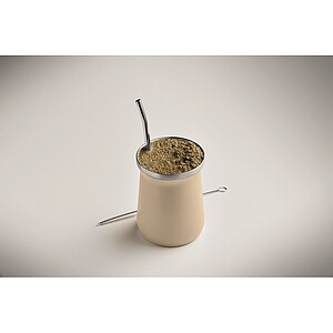 Yerba mate tea cup, beige