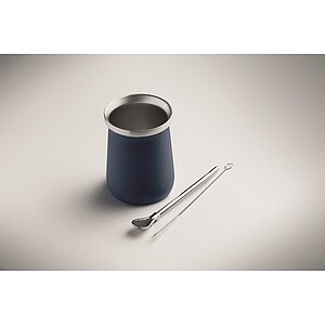 Yerba mate tea cup, french navy