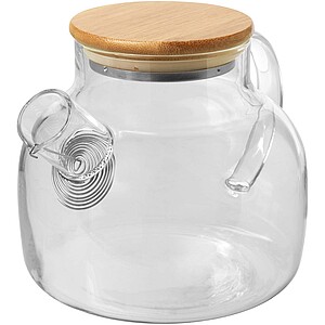 Zen tea pot with strainer and bamboo lid, transparent