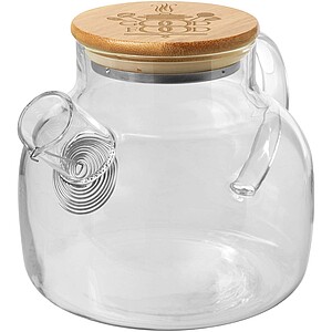 Zen tea pot with strainer and bamboo lid, transparent