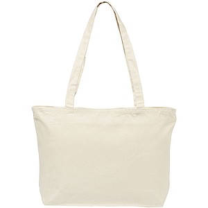 Zippered cotton tote bag 15 l, 320 g/m2 , natural