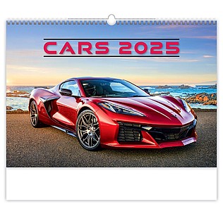 Cars 2025, nástěnný kalendář, prodloužená záda - reklamní kalendáře