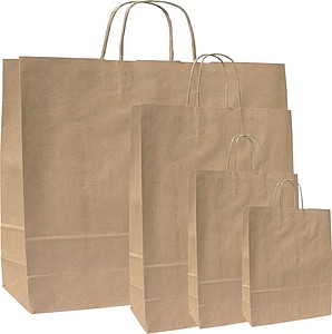 MONKA 32 Papírová taška 32 × 13 × 42,5 cm, kroucená držadla, hnědá - taška s vlastním potiskem
