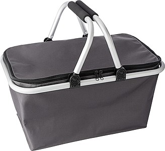 OXFORD BASKET Skládací nákupní košík ze tkaného materiálu, šedý - taška s vlastním potiskem