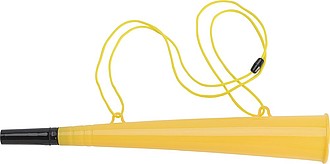 Plastová fandící trumpetka se šňůrkou, žlutá - reklamní předměty