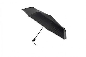 SCHWARZWOLF CRUX Skládací deštník s reflexním páskem a karabinou, černá - reklamní deštníky