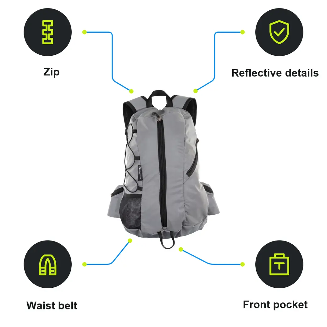 Infographic: SCHWARZWOLF YUKON Reflective hiking backpack, grey