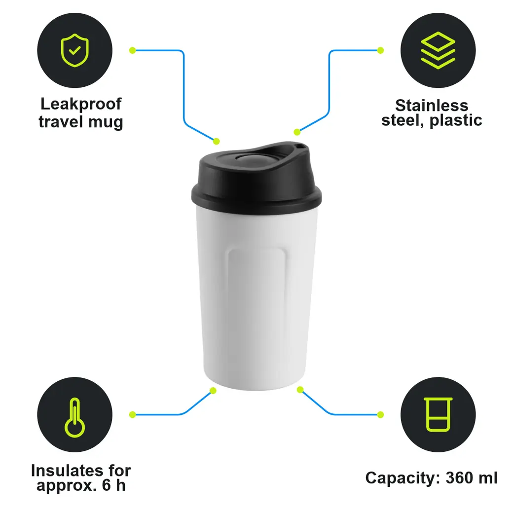 Infographic: SCHWARZWOLF LIARD Thermos mug stainless steel 360 ml, white