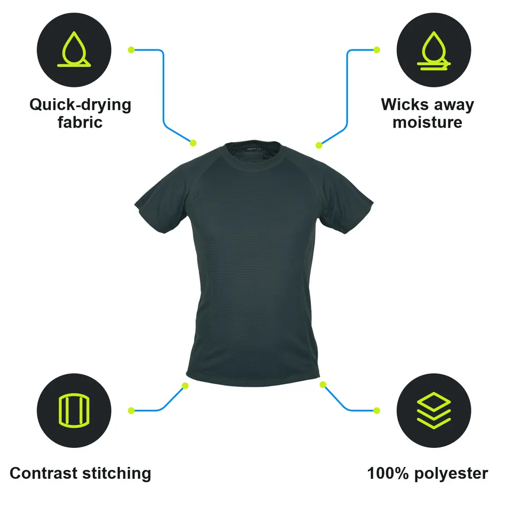 Infographic: SCHWARZWOLF PASSAT MEN Performance T-shirt, Black Stitching, M