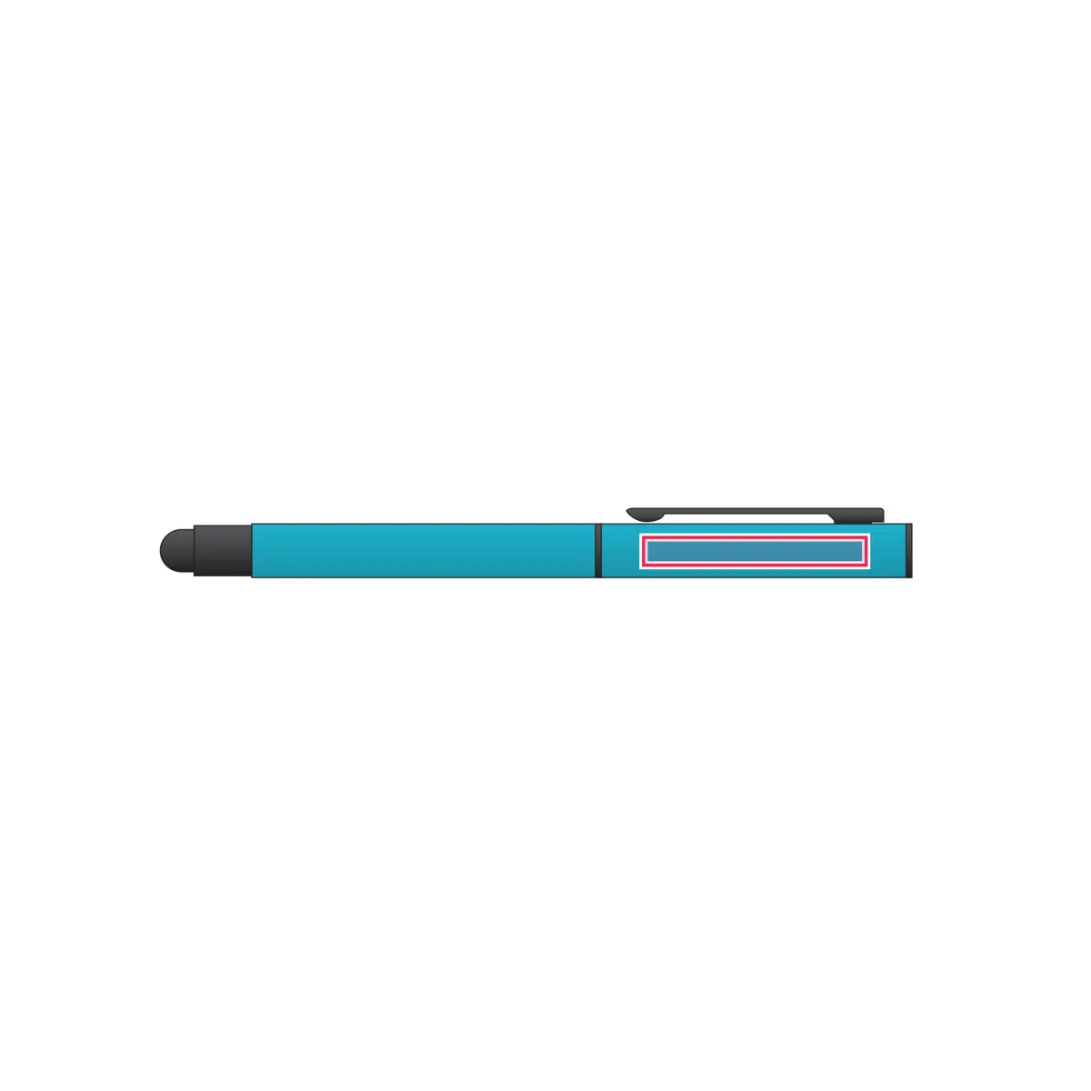 Print placement: CELEBRATION Metallic Rollerball with Stylus, Light Blue - Side of Pen Body