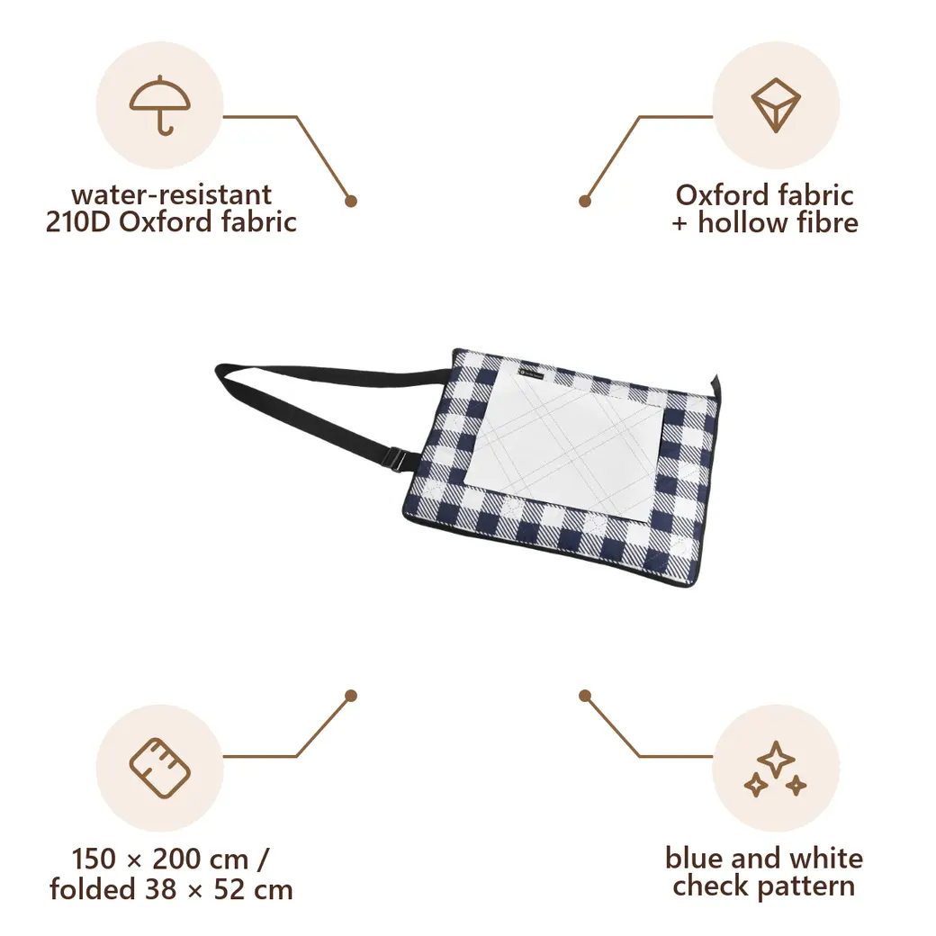 Infographic: VS YALATA Picnic blanket, checkered blue/white
