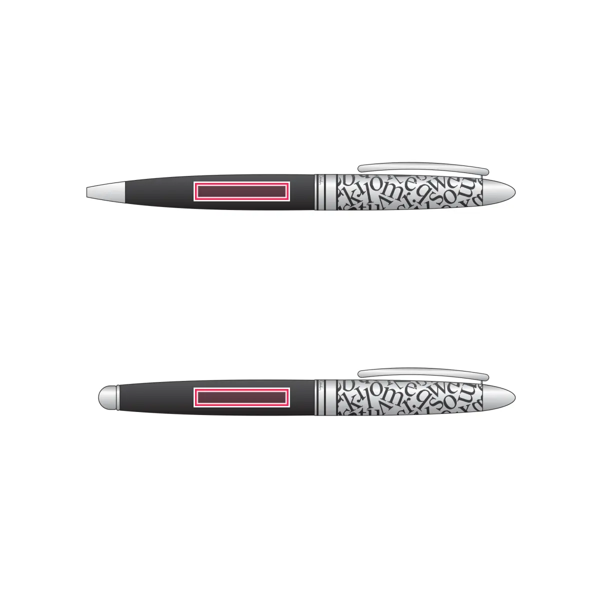 Print location: JACQUES metal ballpoint pen and fountain pen set, blue – Fountain pen and ballpoint pen bodies