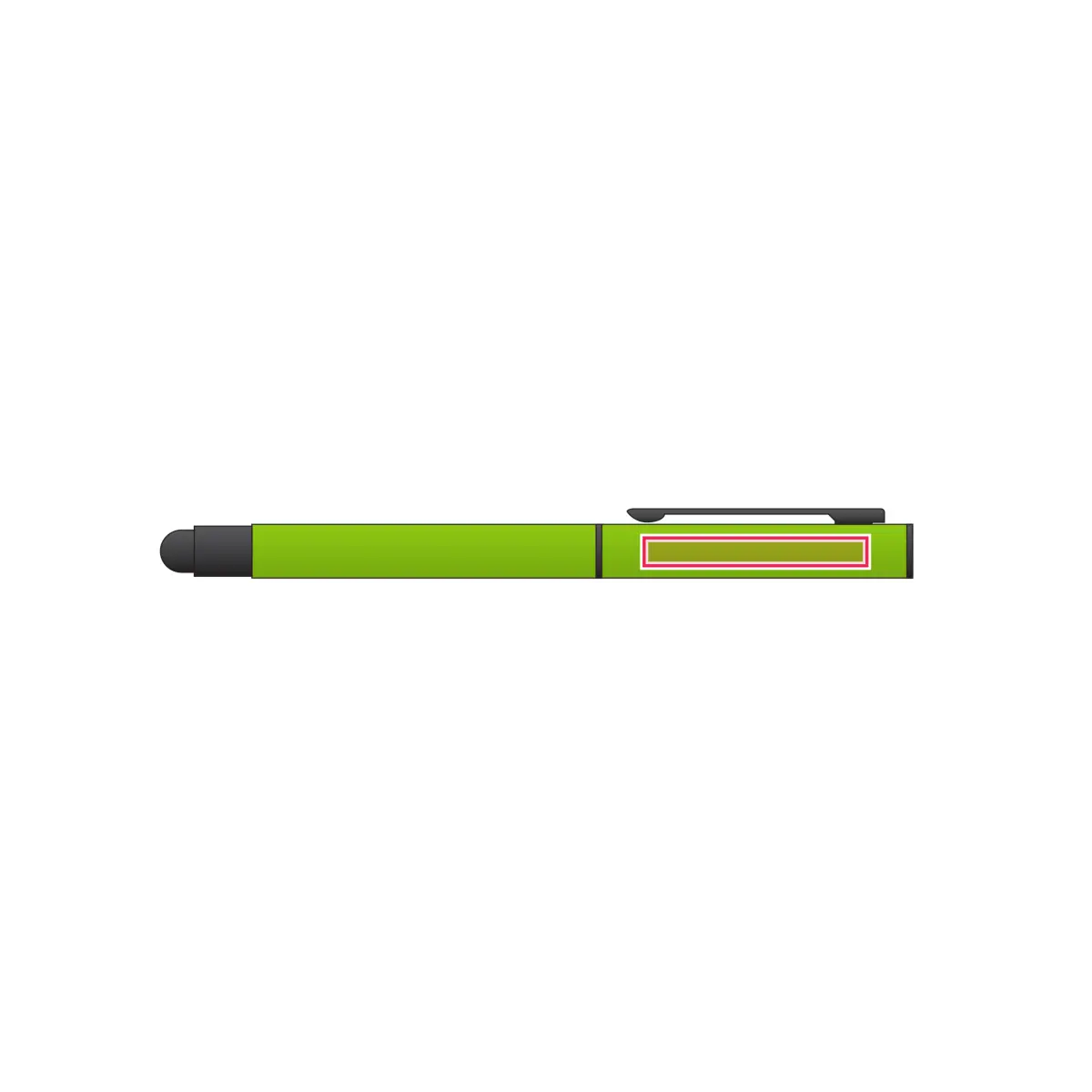 Print placement: CELEBRATION Metal rollerball with stylus, green - Side of pen body