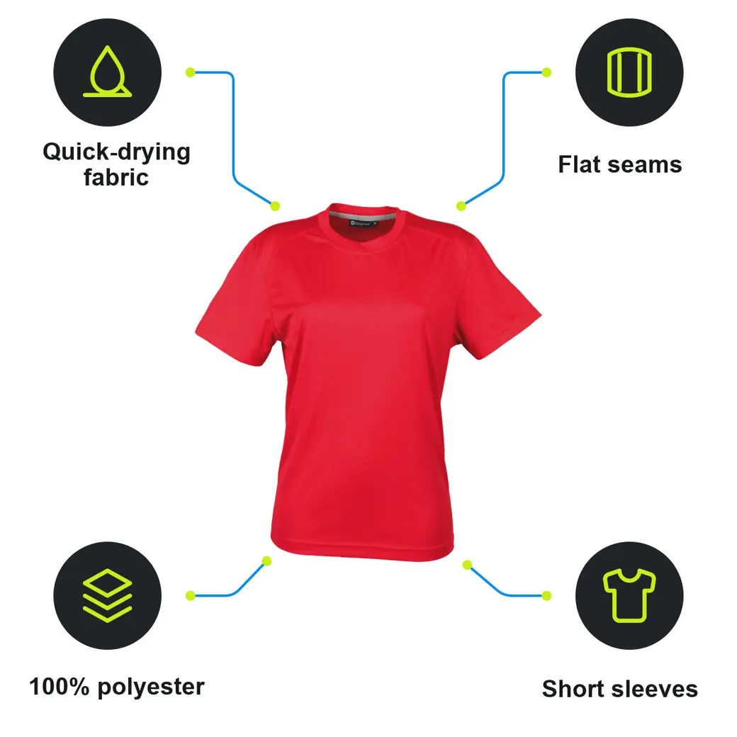 Infographic: SCHWARZWOLF COOL SPORT WOMEN performance T-shirt, red XL