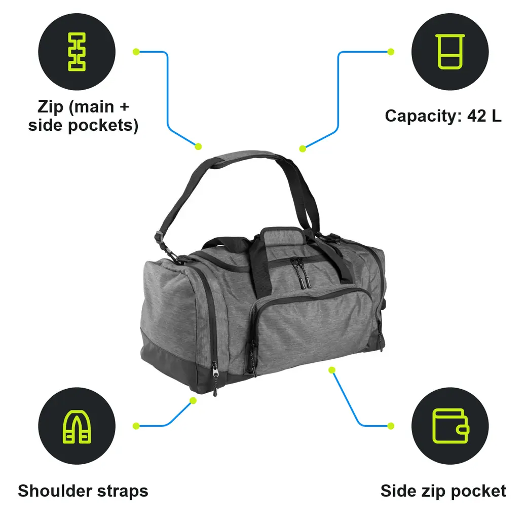 Infographic: SCHWARZWOLF ARARAT 2in1 travel and sports bag, grey