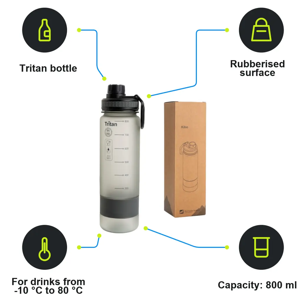 Infographic: SCHWARZWOLF KIBO Sports Tritan Bottle, Volume 800 ml, Grey
