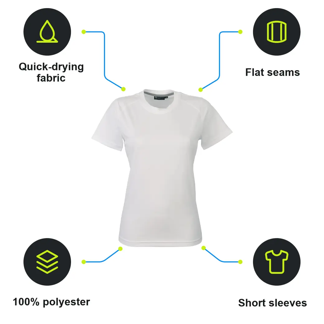 Infographic: SCHWARZWOLF COOL SPORT WOMEN performance T-shirt, white M