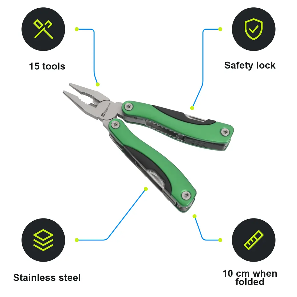 Infographic: SCHWARZWOLF ARMADOR NEW Multi-tool, 15 pcs, green