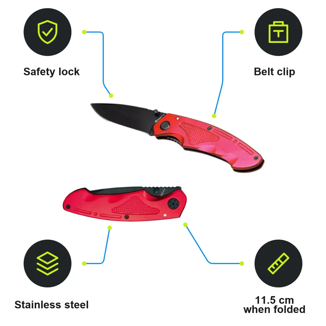 Infographic: SCHWARZWOLF MATRIX Folding knife with safety lock, red