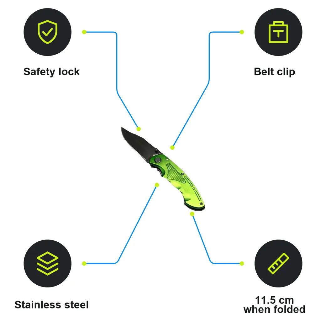 Infographic: SCHWARZWOLF MATRIX Folding knife with safety lock, green