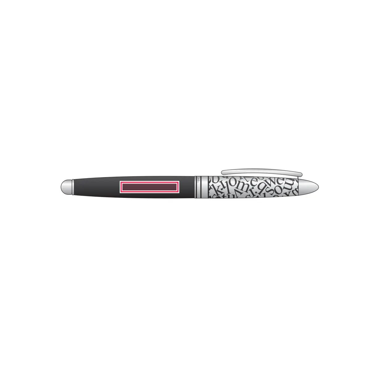 Print placement: JACQUES Metal Fountain Pen with Blue Refill - Side of Pen Body