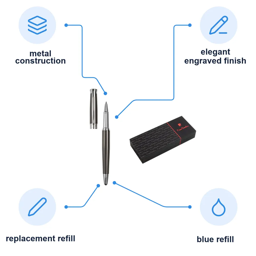 Infographic: PIERRE CARDIN ROI Metal rollerball pen, gunmetal