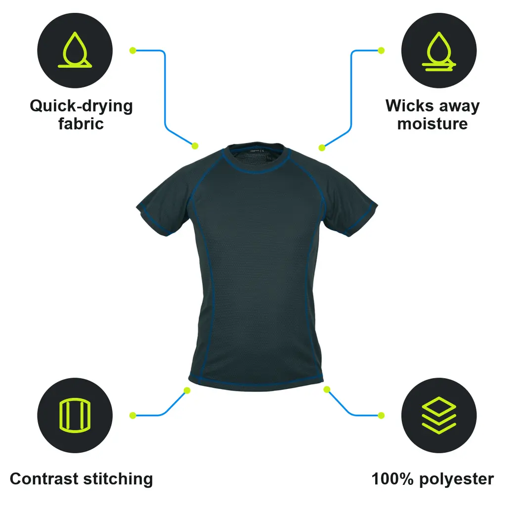 Infographic: SCHWARZWOLF PASSAT MEN Performance T-shirt, Blue Stitching, M