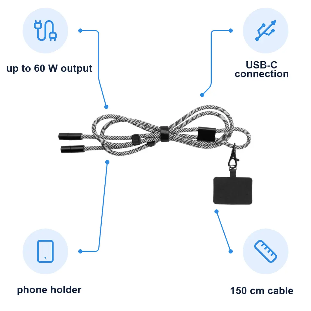 Infographic: PIERRE CARDIN AUDREY Charging cable with phone holder, black/white