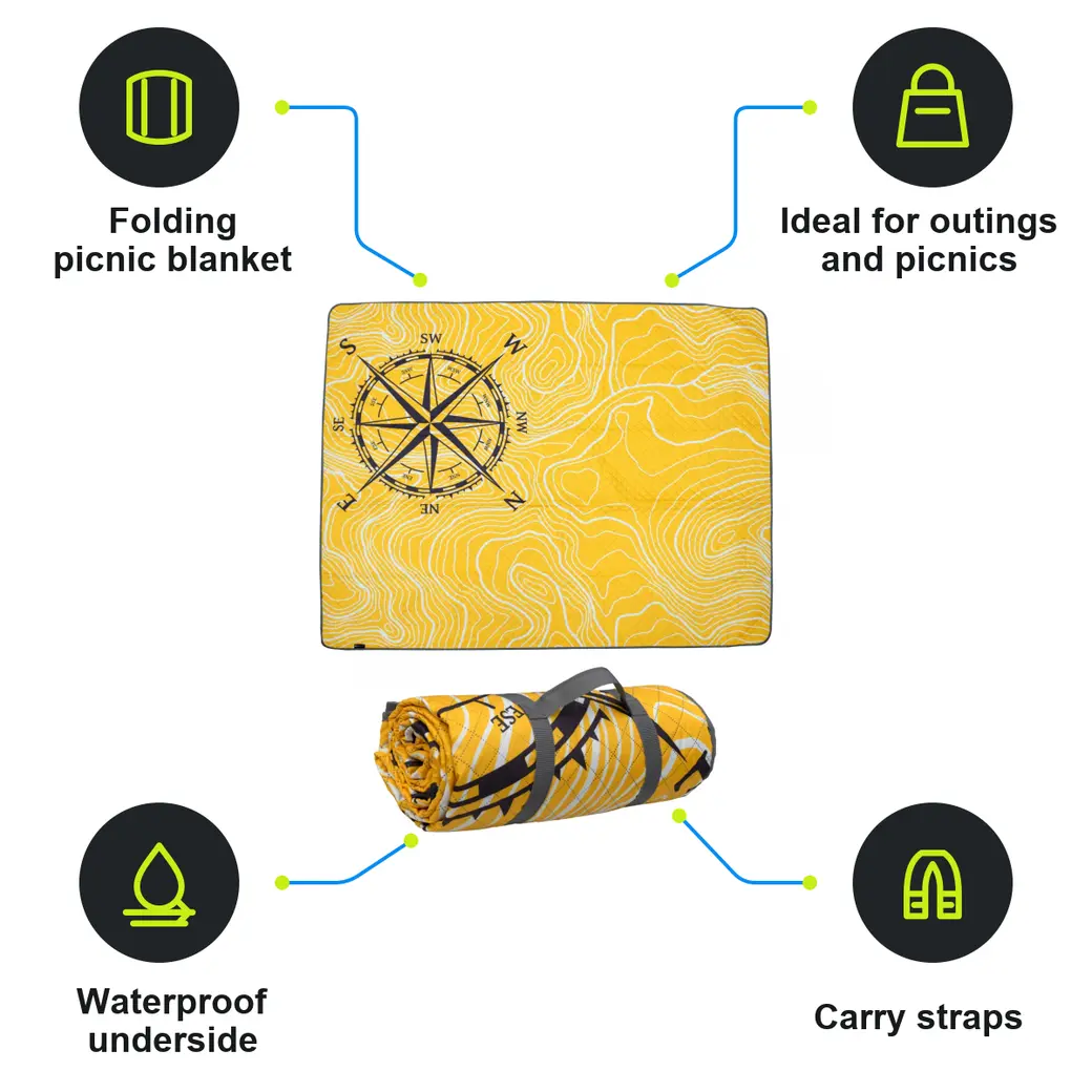 Infographic: SCHWARZWOLF ALVERNIA Picnic blanket, 140 x 170 cm, yellow
