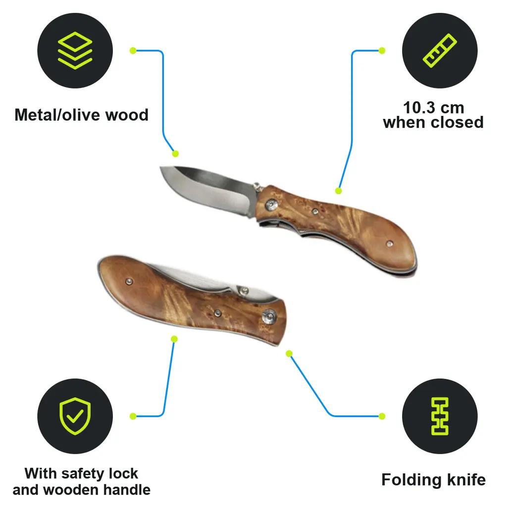 Infographic: SCHWARZWOLF JUNGLE Folding knife with safety lock, brown