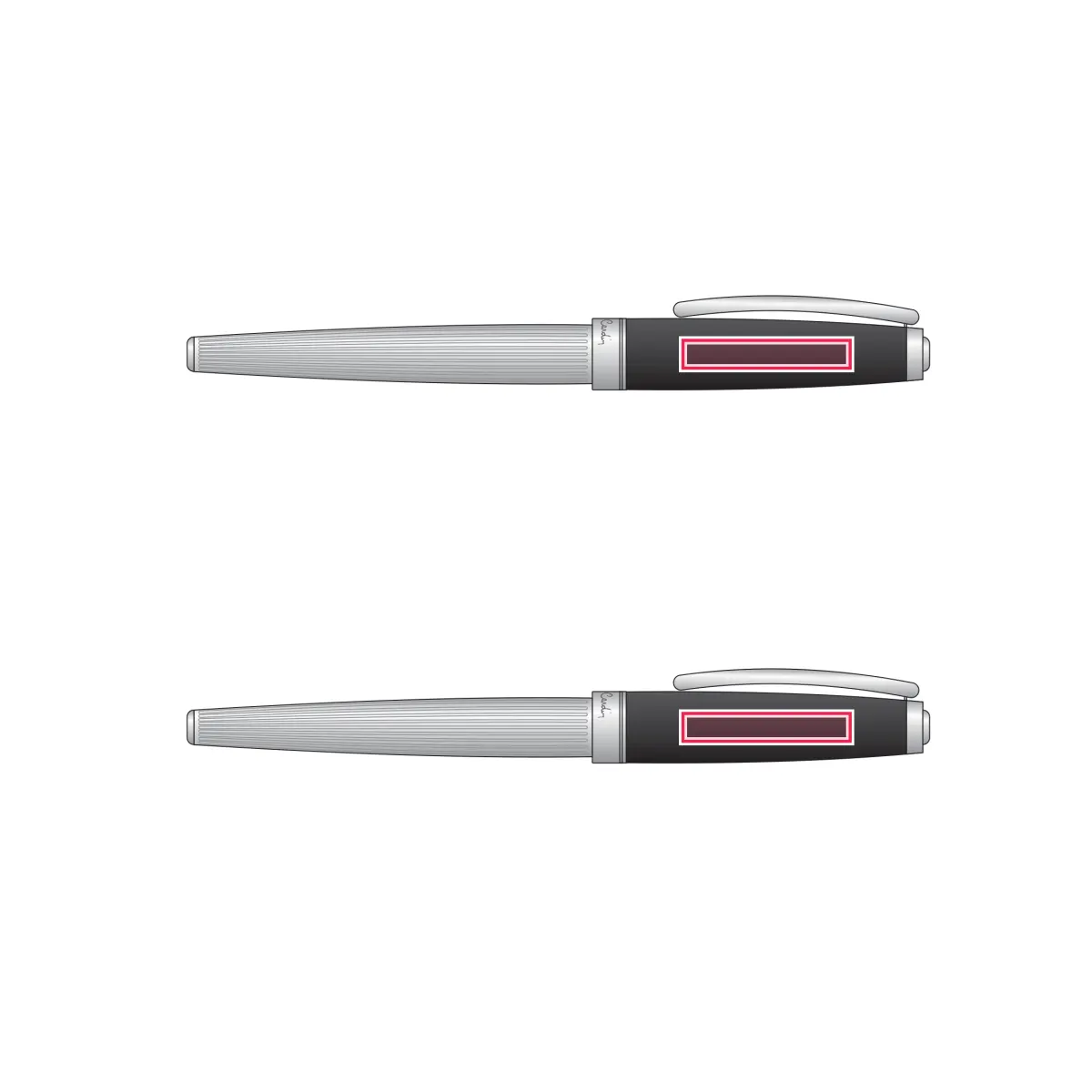 Print location: CHRISTOPHE Rollerball & Fountain Pen Set, Silver/Black - Fountain Pen and rollerball bodies