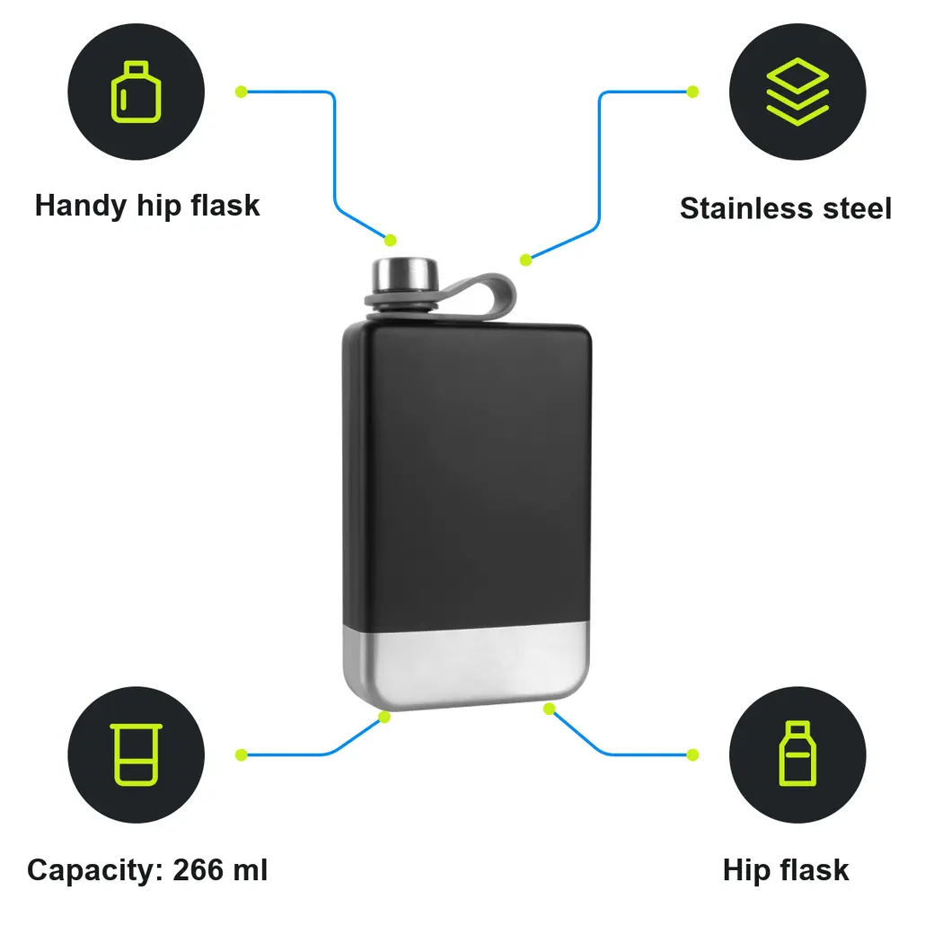 Infographic: SCHWARZWOLF HALTI Hip flask, 266 ml capacity