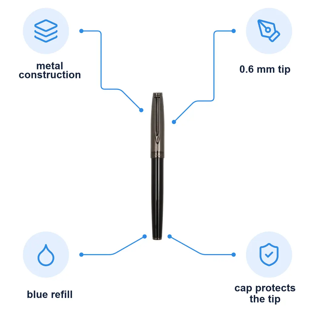 Infographic: PIERRE CARDIN ODETTE rollerball, black/gunmetal