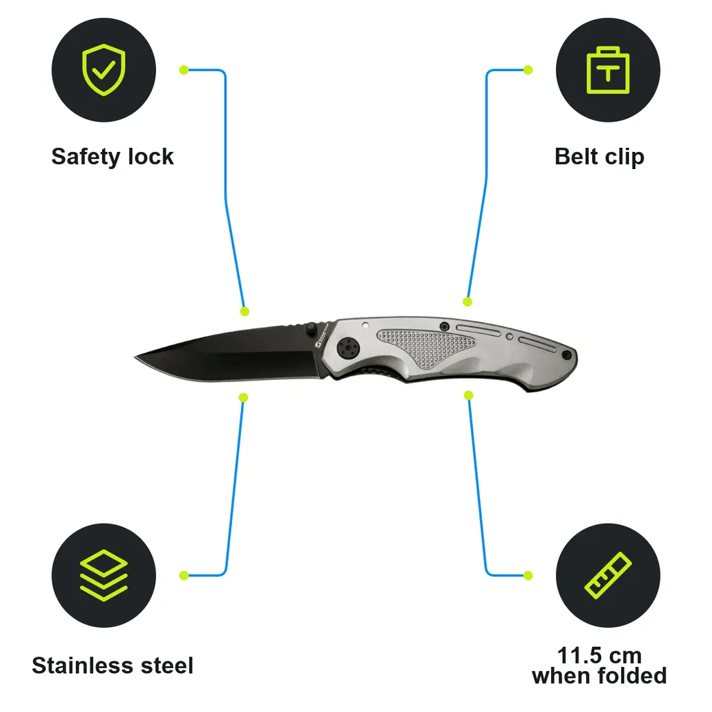 Infographic: SCHWARZWOLF MATRIX Folding knife with blade lock, grey