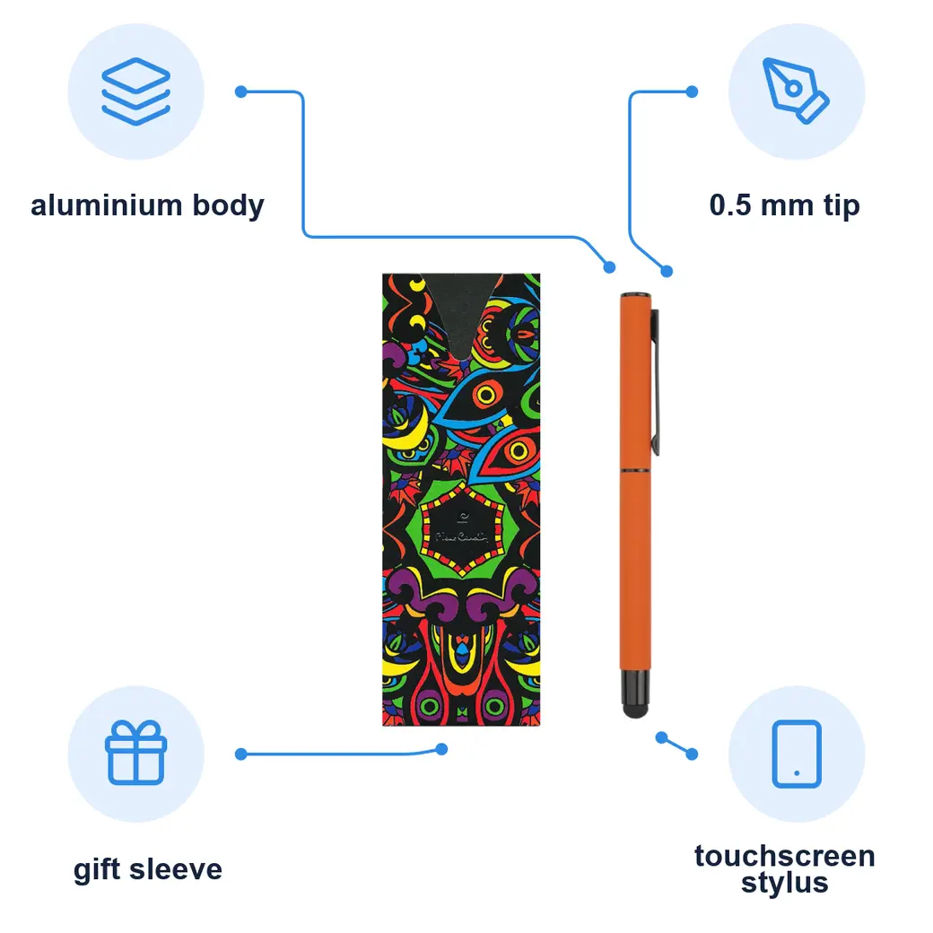 Infographic: PIERRE CARDIN CELEBRATION Metal rollerball with stylus, orange