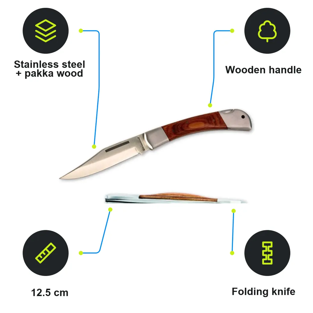 Infographic: SCHWARZWOLF JAGUAR Folding knife with blade lock, large, brown