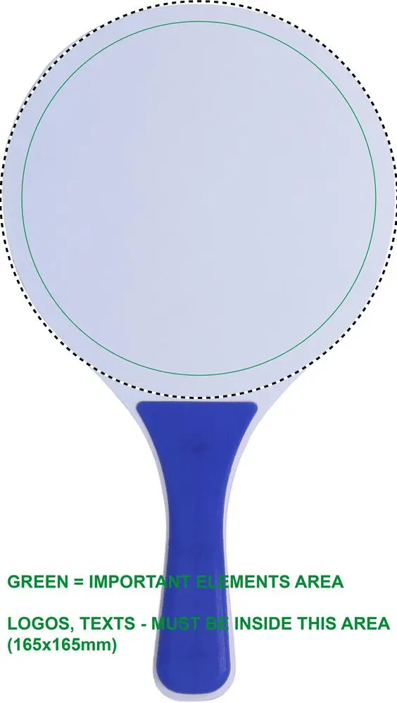 Print position: Racket - 1 - front - area for digital printing