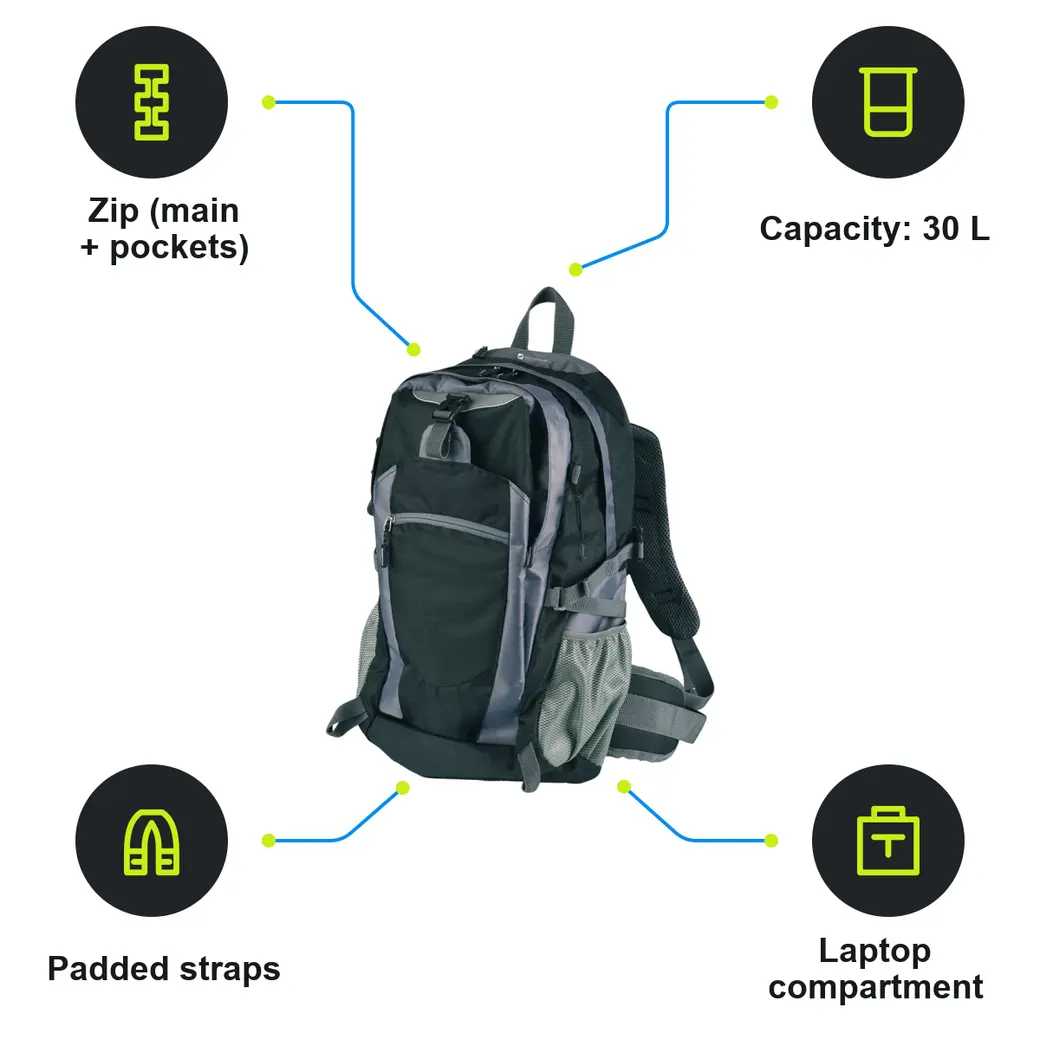 Infographic: SCHWARZWOLF MATTERHORN Hiking backpack, black/grey
