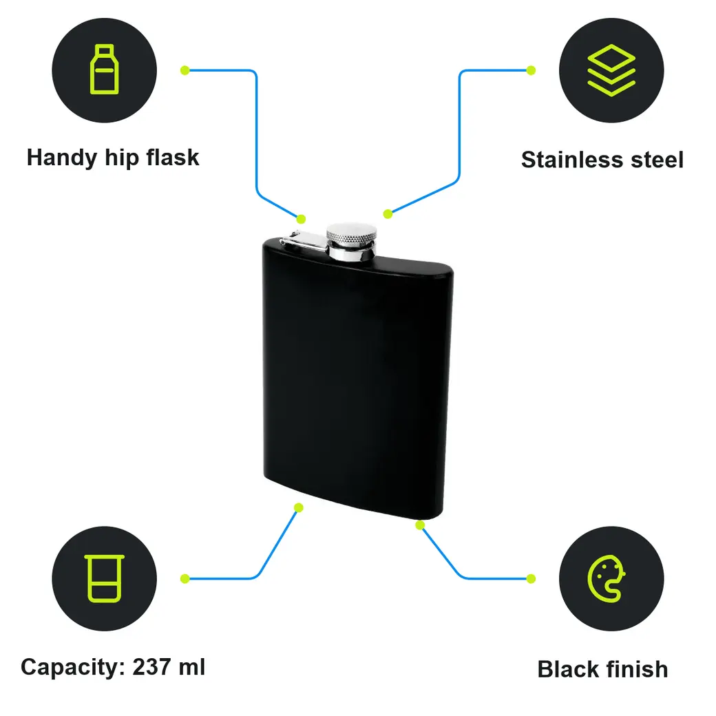 Infographic: SCHWARZWOLF OLYMPOS Hip flask, 237 ml, black
