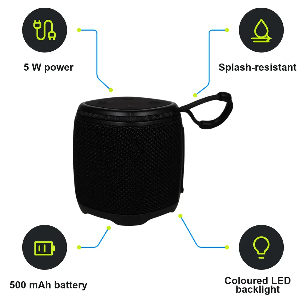 Infographic: SCHWARZWOLF HERMON 5 W water-resistant wireless speaker, black