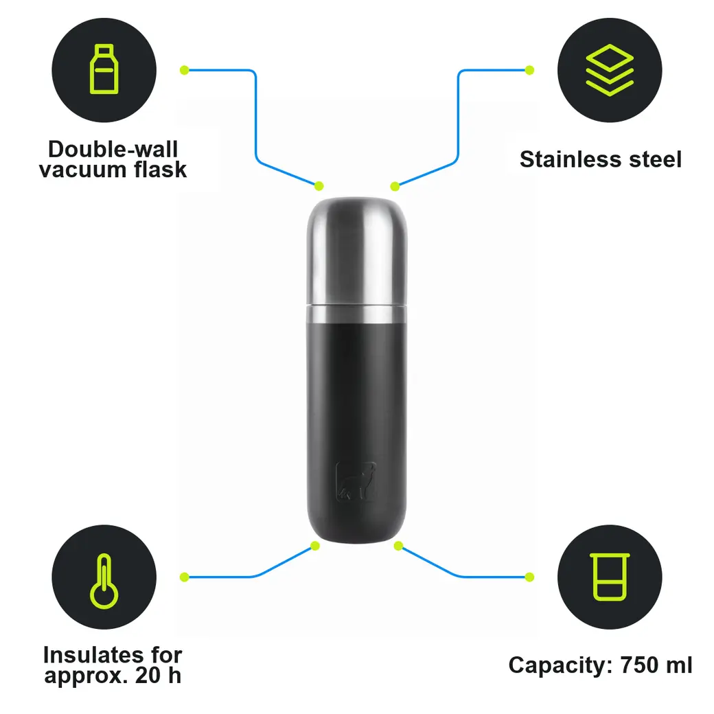 Infographic: SCHWARZWOLF DINARA Vacuum flask, 750 ml, black